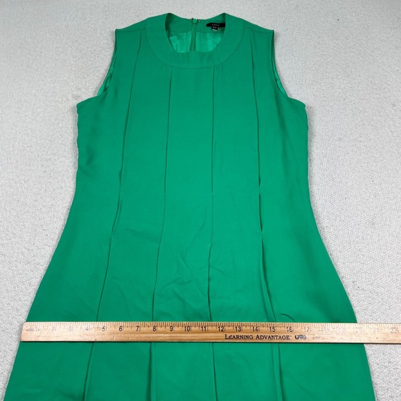 Raoul 100% Silk Shift Dress Womens 8 Pleated Sleeveless Belted Kelly Green - Picture 6 of 8